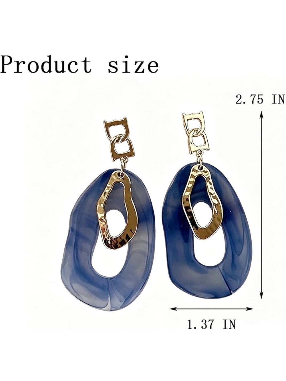 New! Anthropologie Blue Acrylic & Gold-Link Drop Earrings - Picture 5 of 5